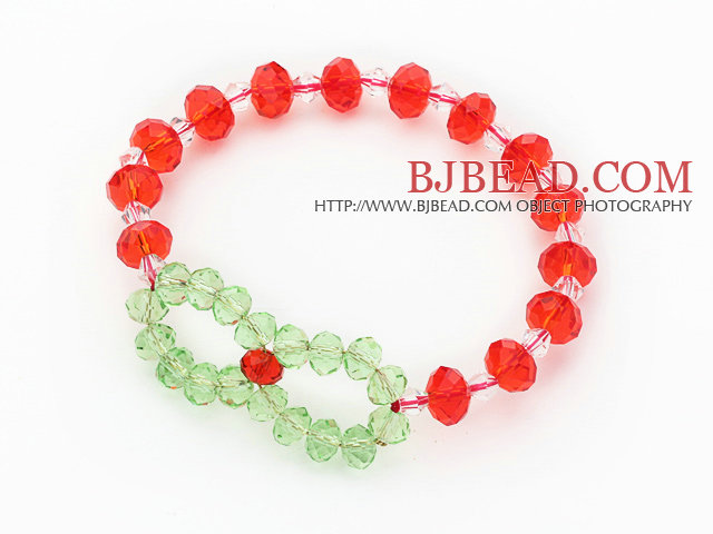 2014 Christmas Design Red Crystal and Green Crystal Stretch Bracelet
