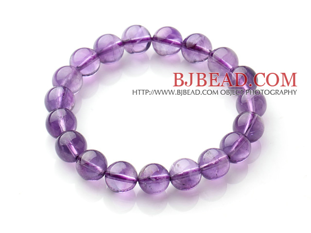 2014 Popular Style A Grade Natural Round 10mm Amethyst Elastic Bracelet