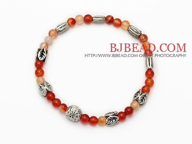 fashion natural color round agate and multi tibet silver charm beaded bracelet