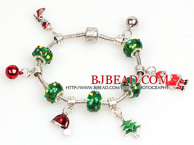 Fashion Style Christmas Charm Bracelet with Christmas Tree and Santa Claus Pendant