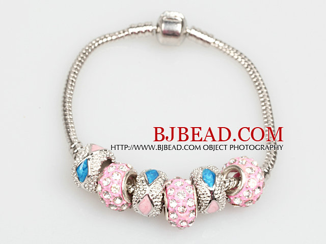 Fashion Style Pink Colored Glaze Charm Bracelet