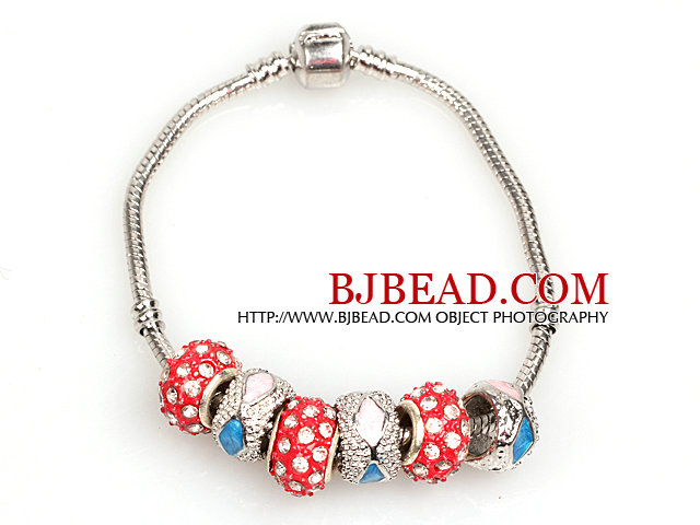 Fashion Style Red Colored Glaze Charm Bracelet Jewelry