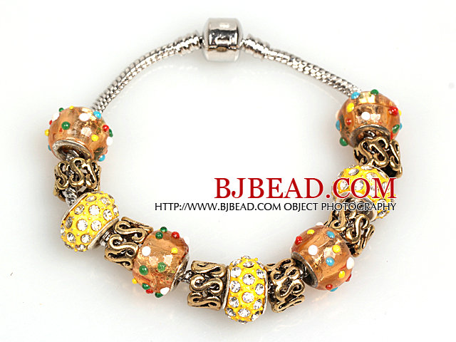Fashion Style Yellow Colored Glaze Charm Bracelet Jewelry