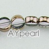 Glass Beads strand, light purple, red copper plated, 8mm flat round. Sold per 13.8-inch strand.