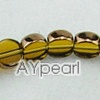 Glass Beads strand, light purple, red copper plated, 8mm flat round. Sold per 13.8-inch strand.