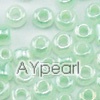 Glass seed beads, ceylon blue, 2.5mm round. Sold per pkg of 450 grams.