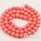Coral Beads, Pink, 6mm round, Sold per 15.7-inch strand