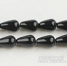 Agate Beads, Black, 6*9mm drop shape, Sold per 15.7-inch strand