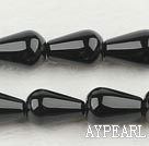 Agate Beads, Black, 8*12mm drop shape, Sold per 15.7-inch strand