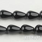 Agate Beads, Black, 10*14mm drop shape, Sold per 15.7-inch strand