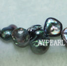 Freashwater pearl beads, black,  5*7*9mm top-drilled keshi. Sold per 15.4-inch strand.