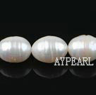 Rice Shape Freshwater Pearl Beads with Veins, Natural White, 10-11mm, Sold per 15.4-Inch Strand