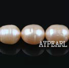 Rice Shape Freshwater Pearl Beads with Veins, Natural Pink, 10-11mm, Sold per 15.4-Inch Strand