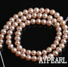 Freshwater Pearl Beads, Natural Orange Pink, 5-6mm Round, Sold per 14.6-Inch Strand