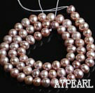Freshwater Pearl Beads, Natural Purple, 5-6mm Round, Sold per 14.6-Inch Strand