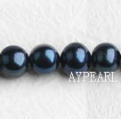 Freshwater Pearl Beads, Natural Black, 8-9mm Nearly Round, Sold per 15.4-Inch Strand
