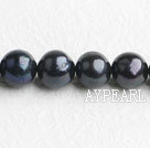 Pearl Beads, Black, 10-11mm natural, Sold per 15.4-inch strand