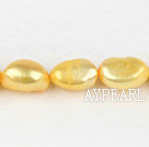 Pearl Beads, Yellow, 8-9mm dyed baroque, Sold per 14.5-inch strand