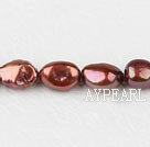 Pearl Beads, Reddish Brown, 8-9mm dyed baroque, Sold per 14.8-inch strand