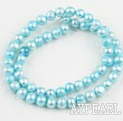 Pearl Beads, Light Blue, 6-7mm dyed, 14.4-inch strand