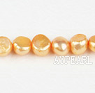Pearl Beads, Light Orange, 8-9mm dyed double sides flashing, Sold per 14.57-inch strand