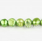 Pearl Beads, Apple Green, 8-9mm dyed double side flashing, Sold per 14.57-inch strand