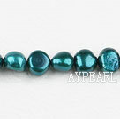 Pearl Beads, Peacock Green, 8-9mm dyed double side flashing, Sold per 14.57-inch strand