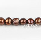 Pearl Beads, Brown, 8-9mm dyed double side flashing, Sold per 14.57-inch strand