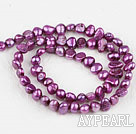 Pearl Beads, Purplish Red, 6-7mm dyed, potato shape, Sold per 14.2-inch strand